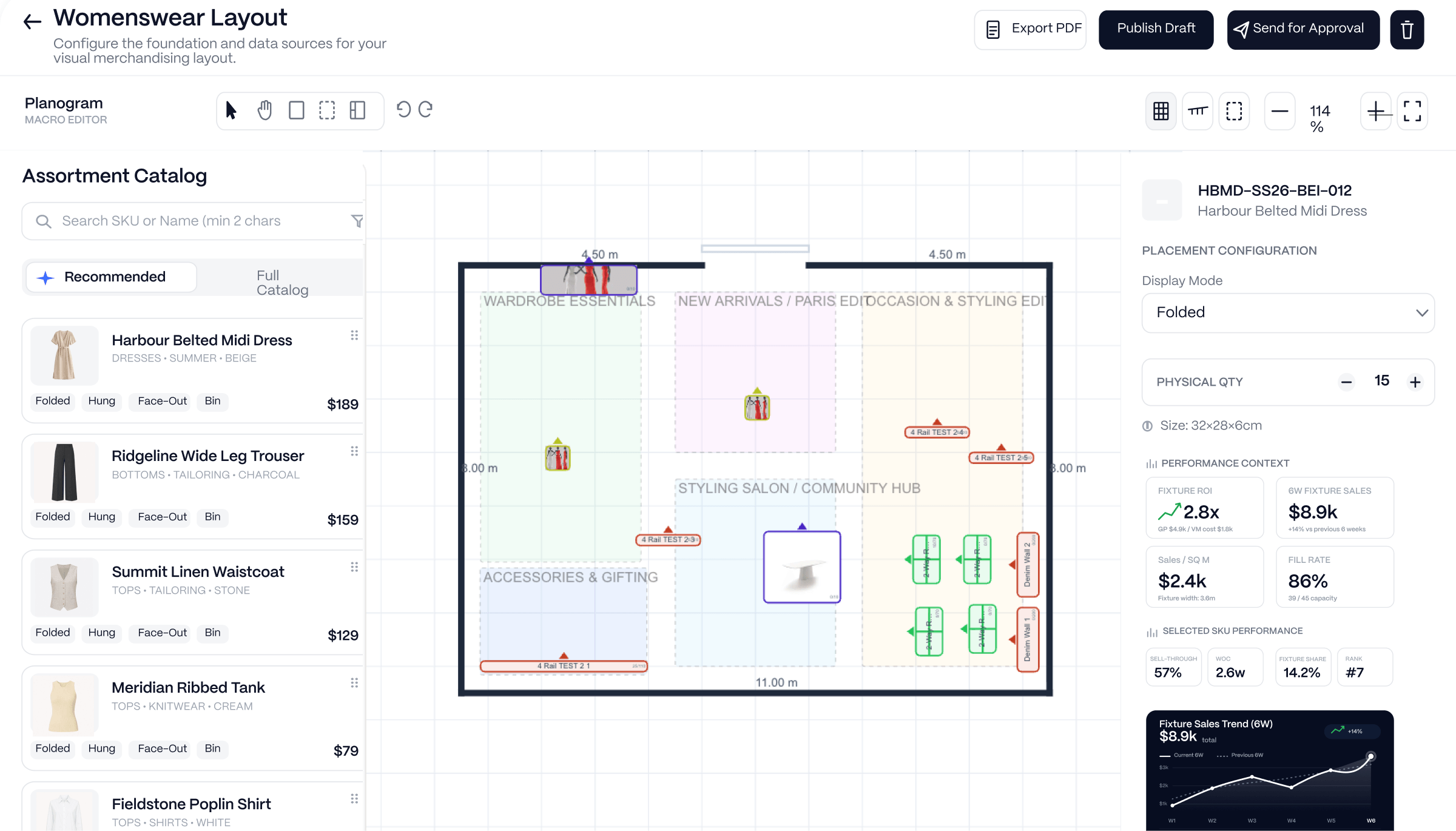 Store floor plan with fixtures in Merchmix Core Plus