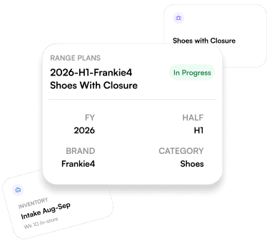 Range Plans, a range plan record showing season, brand and category